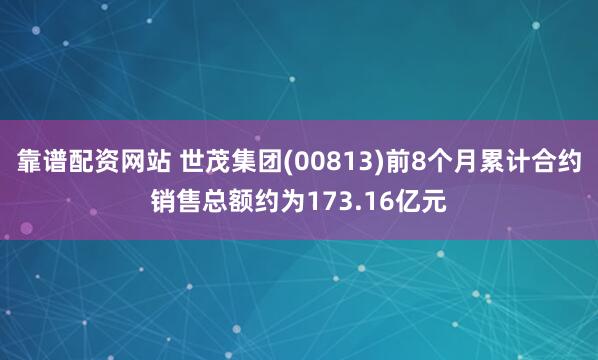 靠谱配资网站 世茂集团(00813)前8个月累计合约销售总额约为173.16亿元